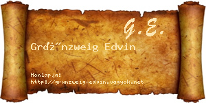 Grünzweig Edvin névjegykártya